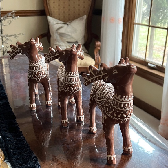 Pottery Barn Other - Pottery Barn Ceramic Gingerbread Reindeer Set of 3. NWOB.